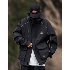 冬新防风防水大口袋滑雪服男反光条保暖夹克时尚外套M69-P170，男装棉衣，电商A001-1