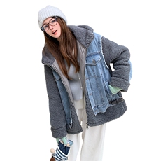 【大货已出】牛仔拼接羊羔毛外套2C353-8656-P230-K358，女装短外套，2C353