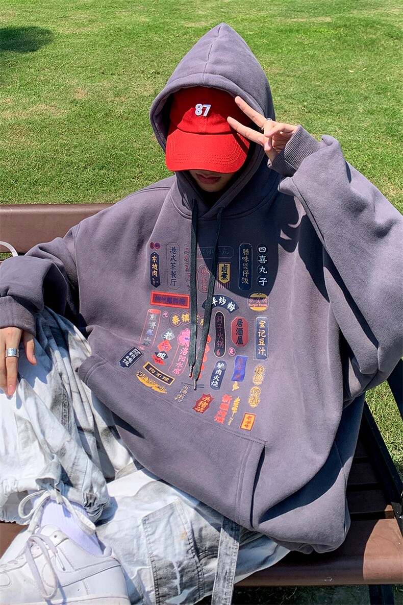 日系大码21秋季无性别套头卫衣宽松时尚男WY100P45控58,男装卫衣,电商A089-1