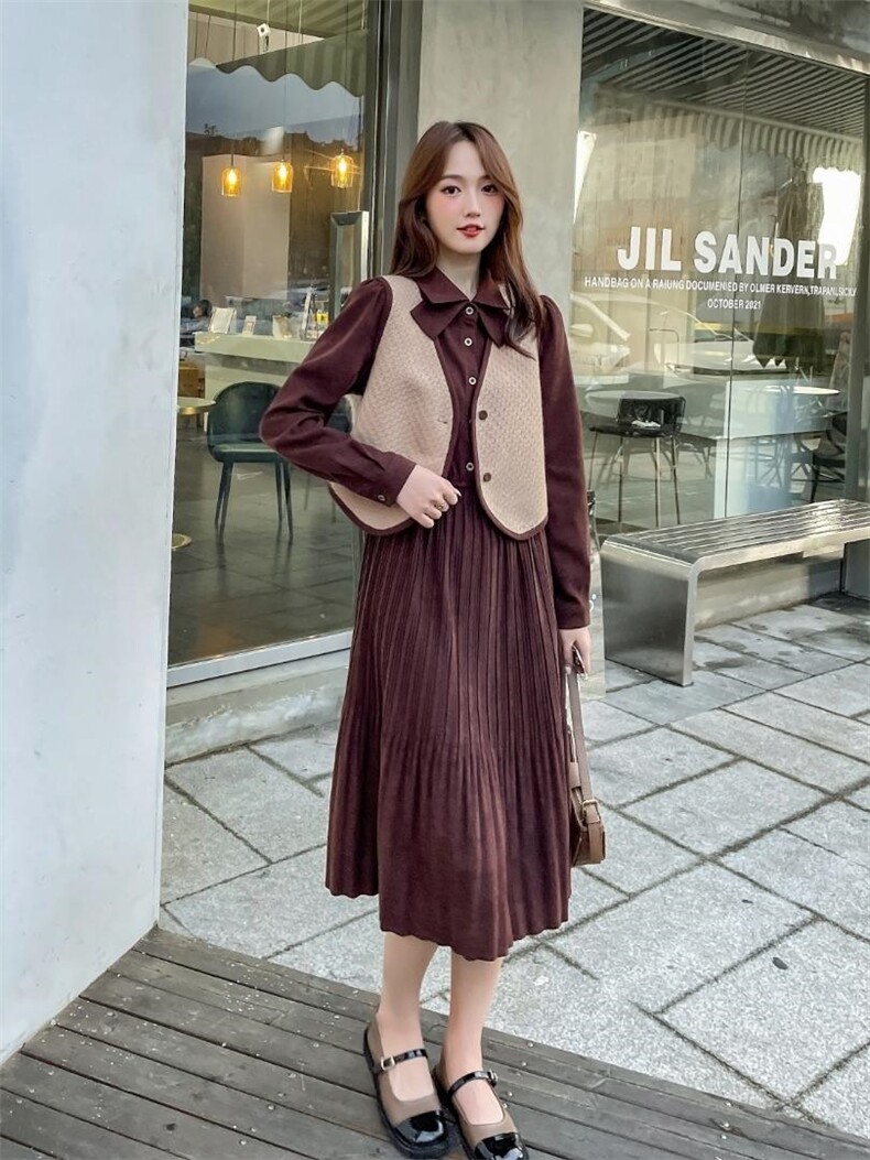 毛呢背心套裙，女装背心吊带，亿炫