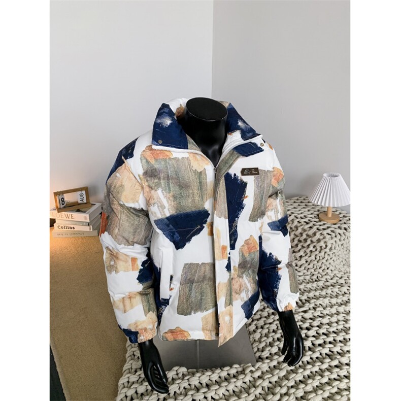 XZ-230-1MY703假模简约百搭轻奢水墨涂鸦休闲立领面包服P118控158，鞋类箱包手腕包，星座230-1