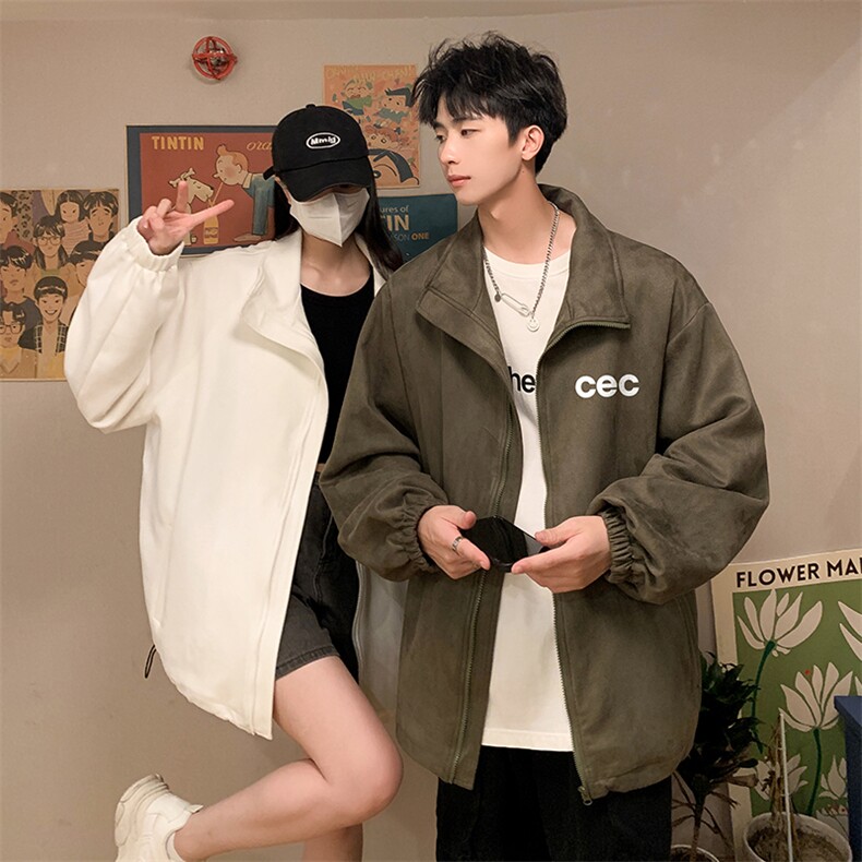 麂皮绒夹克男大码立领褂子外套JK85294-P68加绒款-P78,男装夹克,电商A040