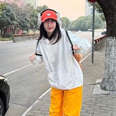 抖音得物高品质二开25秋冬美式重磅宽松纯色连帽贝壳刺绣卫衣W63，男装卫衣，电商A486-1