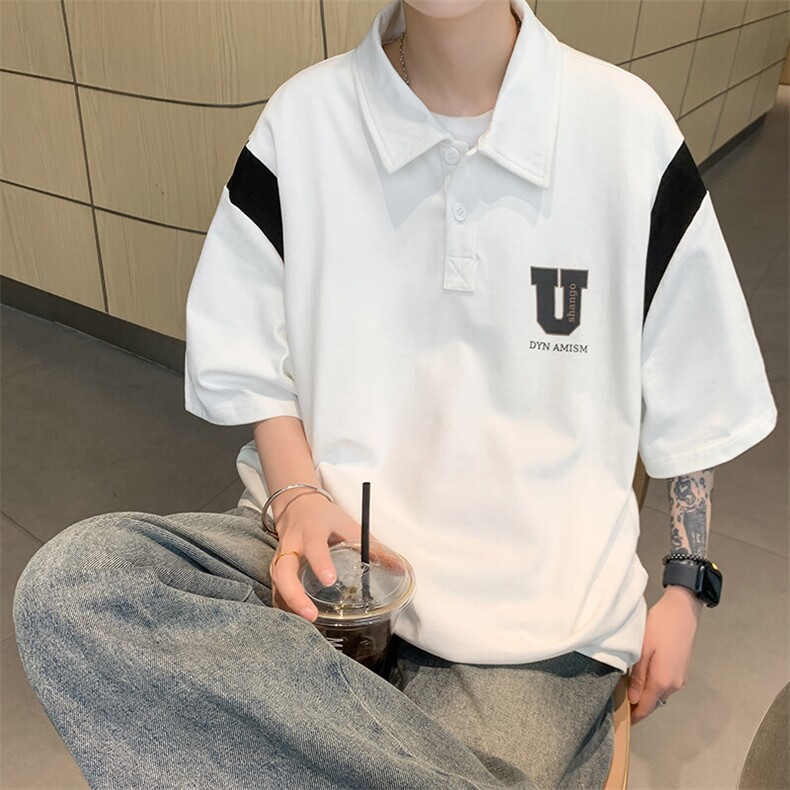 现货25夏季美式纯棉高克重男女短袖痞帅韩版潮流POLO衫P706-TP38,男装Polo衫,电商A170