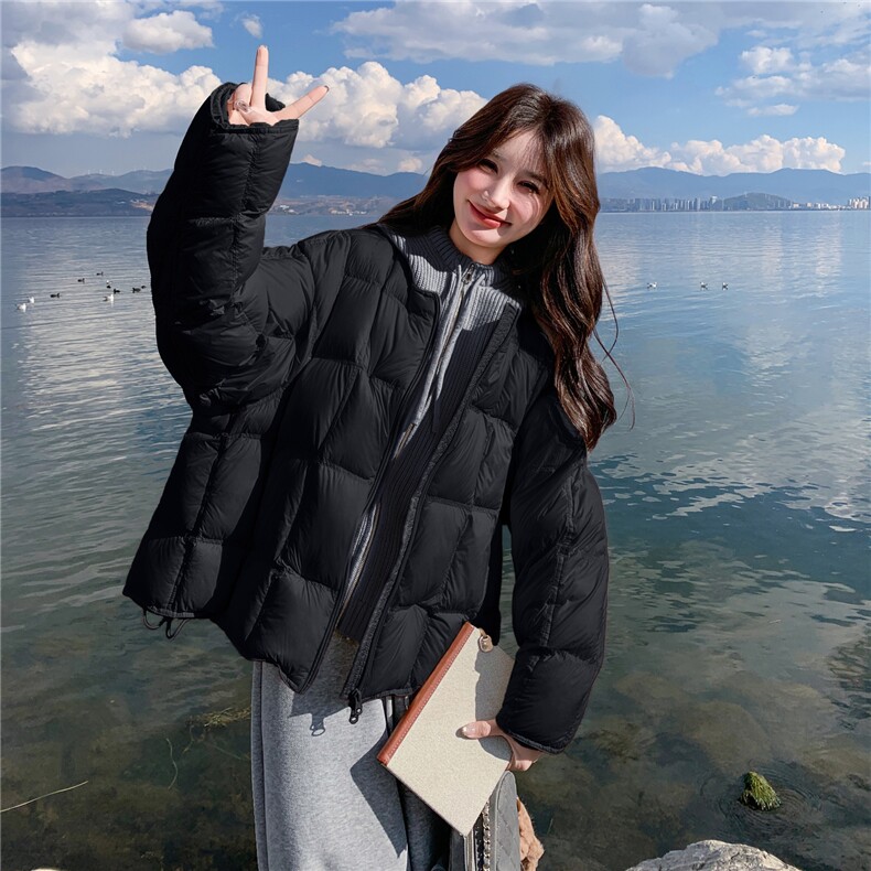 针织连帽90白鸭绒新款现货,女装羽绒服,2C012