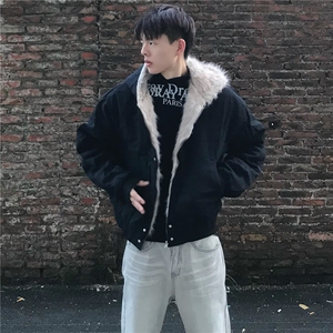 1506-1/MF5271/P89男士潮牌纯色加绒加厚棉服图片