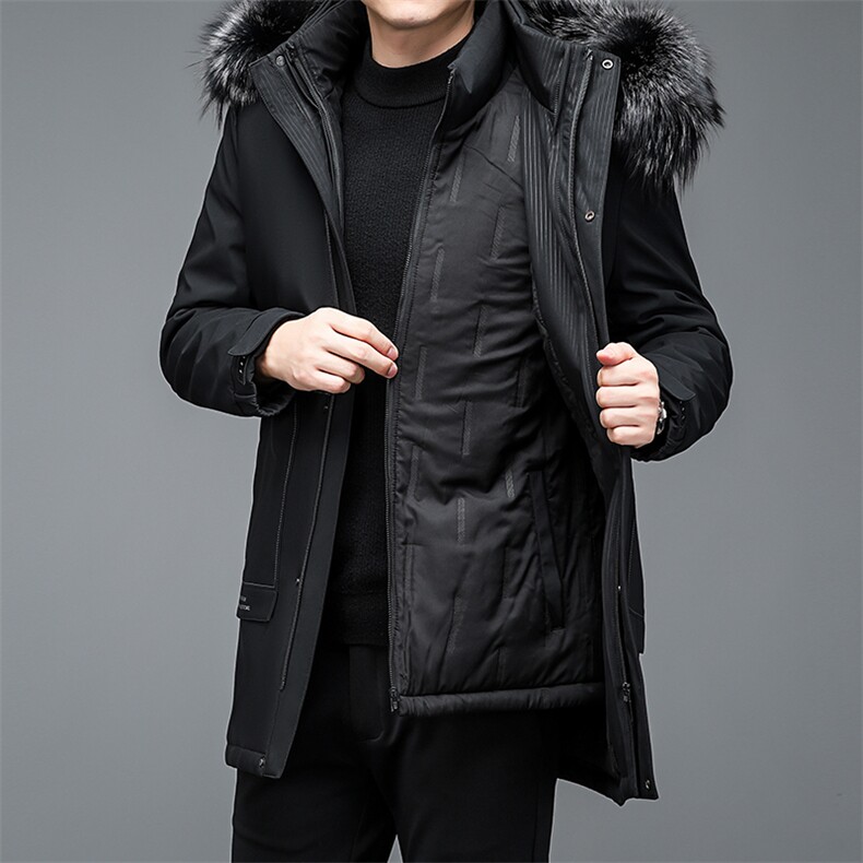 羽绒服男2023年新款冬季可脱帽加厚保暖中年商务休闲爸爸装外套,男装羽绒服,电商B212（原钱塘6029）