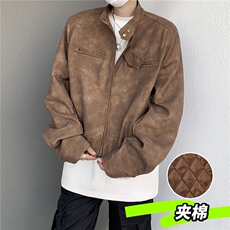 夹棉皮衣男士韩版潮流高街帅气百搭保暖2024冬季ins外套W6259-P88，男装皮衣，星座412-2