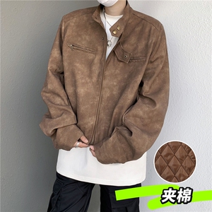 夹棉皮衣男士韩版潮流高街帅气百搭保暖2024冬季ins外套W6259-P88图片