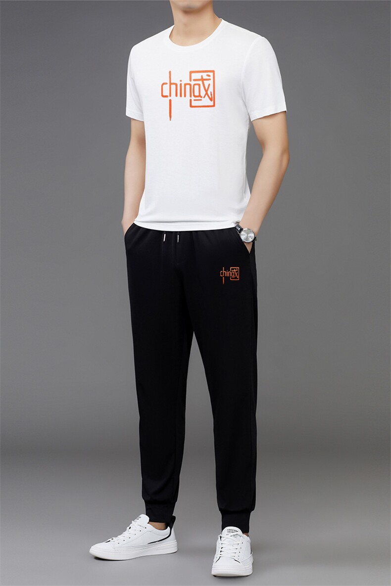 短袖男t恤宽松夏季套装休闲运动半袖衣服男装潮流T恤卫衣冰丝,男装休闲套装,电商B212（原钱塘6029）