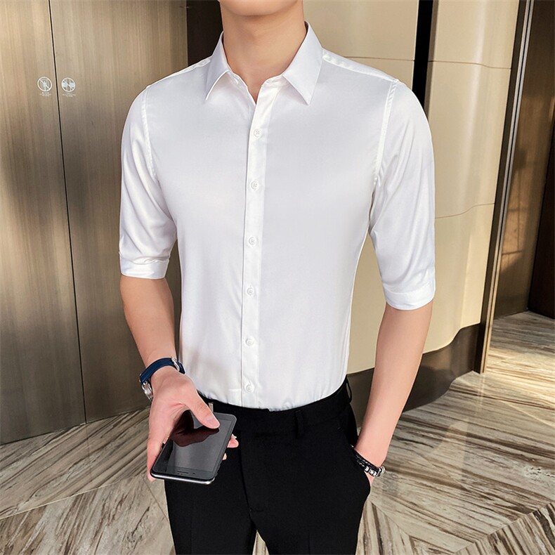 2021春夏短袖衬衫男七分袖衬衣中袖五分半袖A470-CS22-,男装衬衫,电商A207