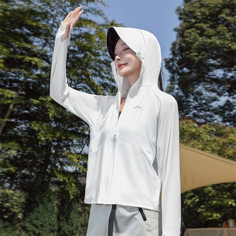锦纶原纱防晒衣夏季黑胶帽檐UPF100+防紫外线冰感防晒服2359-P35,男装防晒衣,星座1403A