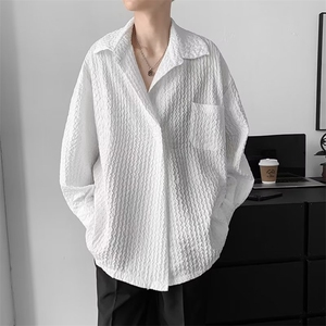 衬衫长袖男ins潮流衬衣男港风痞帅外套设计感小众高级感CS768-P35图片