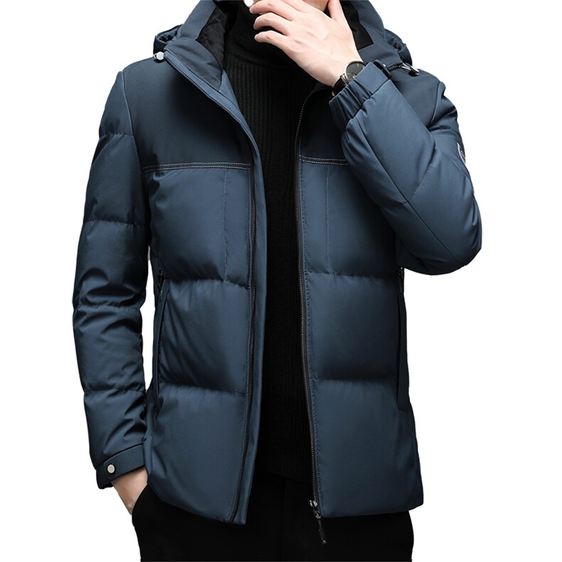 男士加厚保暖羽绒服2023冬季新款中青年可脱卸连帽白鸭绒休闲外套,男装羽绒服,电商B212（原钱塘6029）