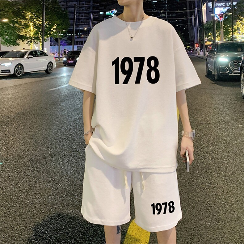 ！2024夏季新款男士华夫格短袖T恤百搭青少年一套HTZ56P50,男装T恤,电商B220