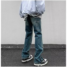 牛仔裤男款直筒宽松高街裤子潮牌拉链开衩小众设计感AM8006P49，男装牛仔裤，星座1013-5