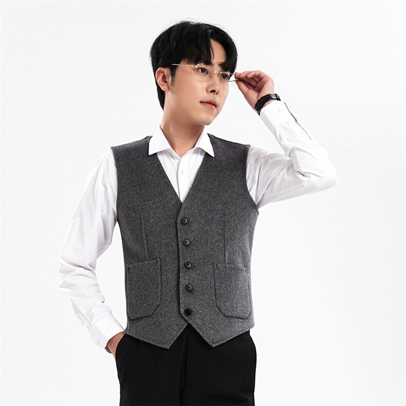 时尚男士羊毛修身马甲黑色纯色英伦风格商务休闲必备单品男装,男装背心/马甲,牧绒家园
