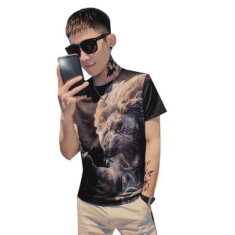 夏潮牌社会小伙短袖数码印花t恤潮男网红打底衫C301B-DT32,男装T恤,电商C301B