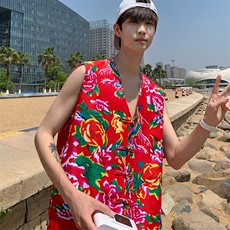 MJ02夏秋团队服风男女大妈风汉服外套坎肩背心潮男女大花，男装背心/马甲，星座115A(原星座507）