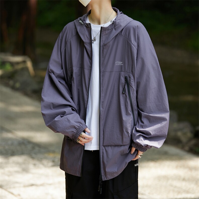 夏季男款防晒服户外透气凉感轻薄潮牌连帽宽松休闲外套F0151-P45,男装防晒衣,星座308B-2