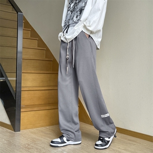 裤子男款春秋季休闲长裤华夫格潮流直筒西裤九分运动裤K930特批32图片