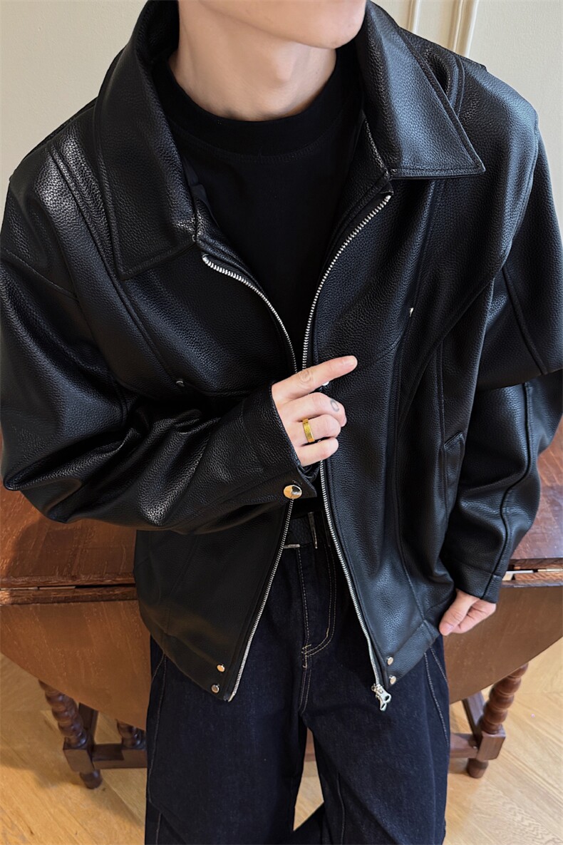 皮衣外套男25新款美式机车秋季痞帅飞行员夹克男XZ514-PY2612-P98,男装皮衣,星座514-2(原B239)