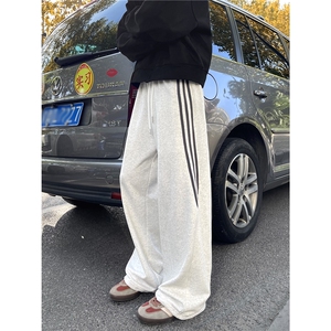 【现货】XZ612-K209-P55美式三条杠运动休闲卫裤宽松bf慵懒阔腿裤图片