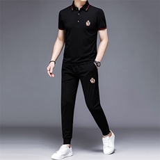 HP503夏季新款男士休闲运动套装刺绣男装百搭二件套，男装休闲套装，电商B360