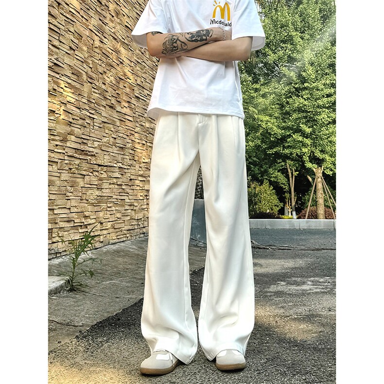 美式高级感褶皱西裤男cleanfit宽松冰丝阔腿垂感休闲裤XK463-P45,男装休闲裤,电商A178