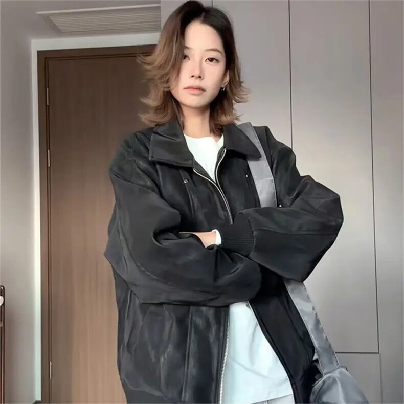 [网图]美式翻领皮衣男春季宽松夹克休闲外套C61310-TP55不,男装夹克,电商A102