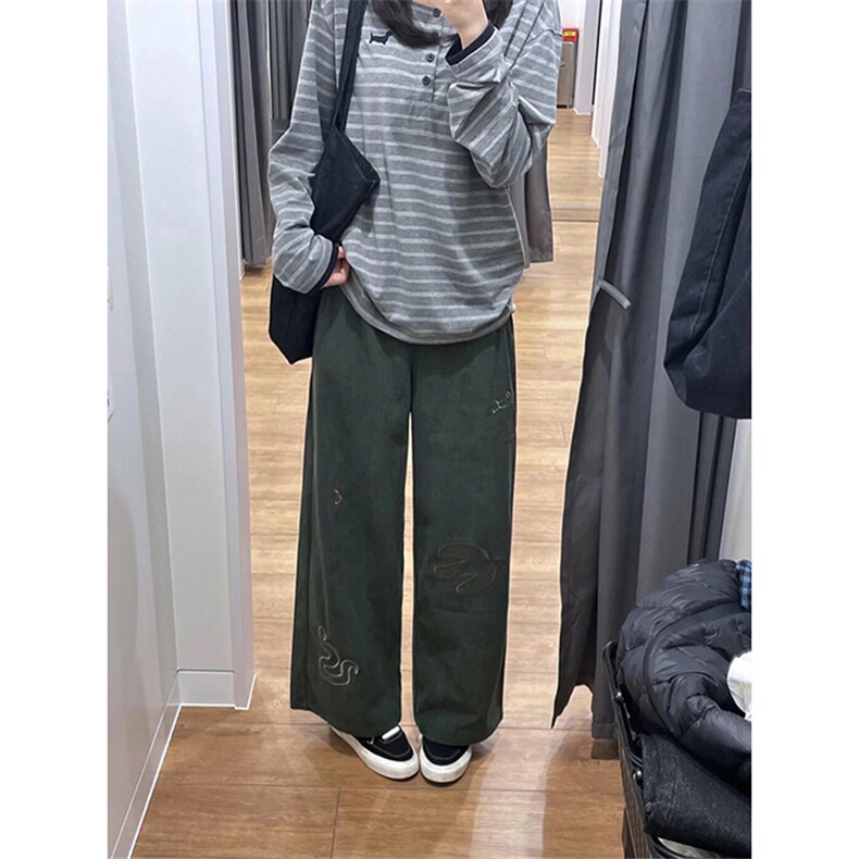 网图有货品质美式灰色亨利领条纹长袖宽松上衣T恤男女A941-P45,男装T恤,星座1505