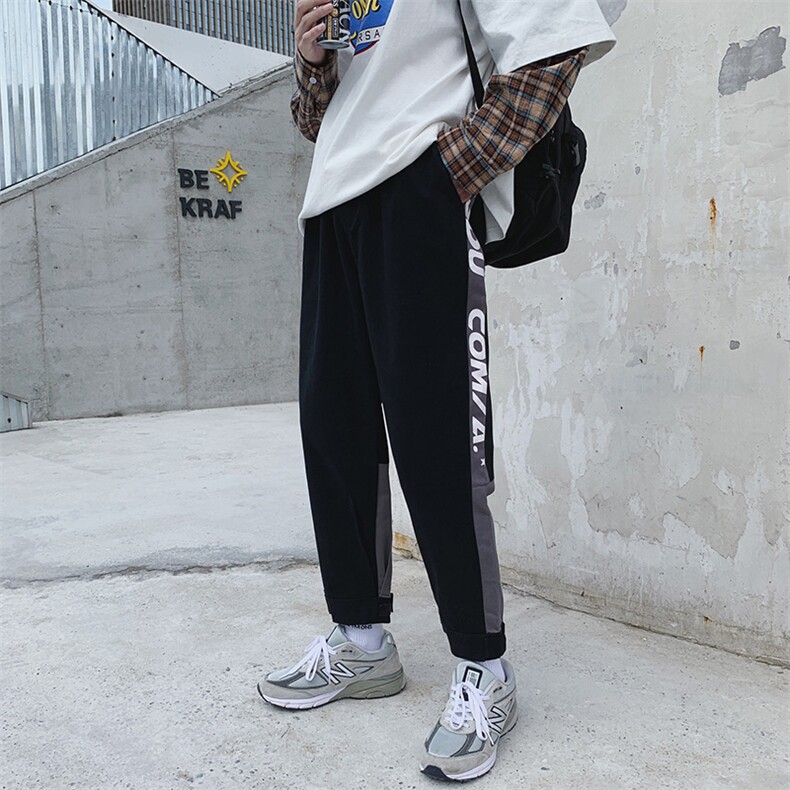 K3192-P55秋季新款潮牌美式迷彩撞色拼接休闲工装裤哈伦束脚男裤,男装工装外套,电商A009A（原A058A）