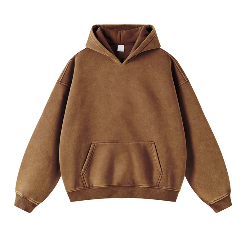 得物抖音高品质二开360克重磅做旧炒雪花纯色连帽水洗卫衣CM16,男装卫衣,电商A486-1