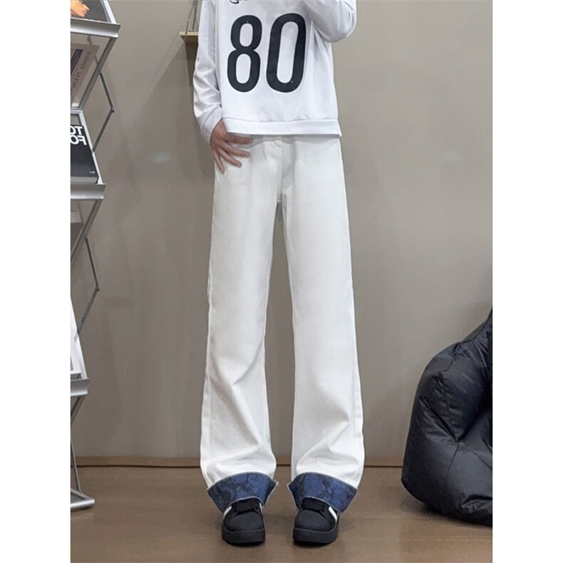 B221美式高街宽松拼接牛仔裤黑色50%棉50%聚酯LK25520-特P45控78,男装牛仔裤,电商B221