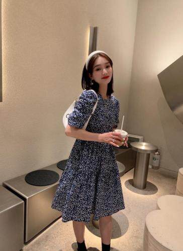 夏季新款韩版小房子图案连衣裙，女装连衣裙，红头发儿