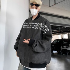 街头秋冬刺绣字母麂皮夹克外套拉链男女同款休闲外套JY772，男装夹克，星座1116A-1（原606A）
