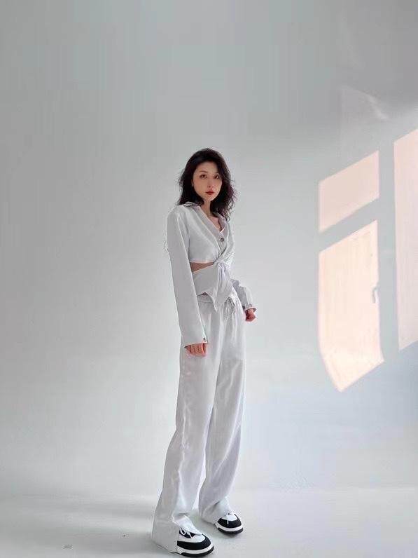 褶皱设计套装，女装职业装，HE