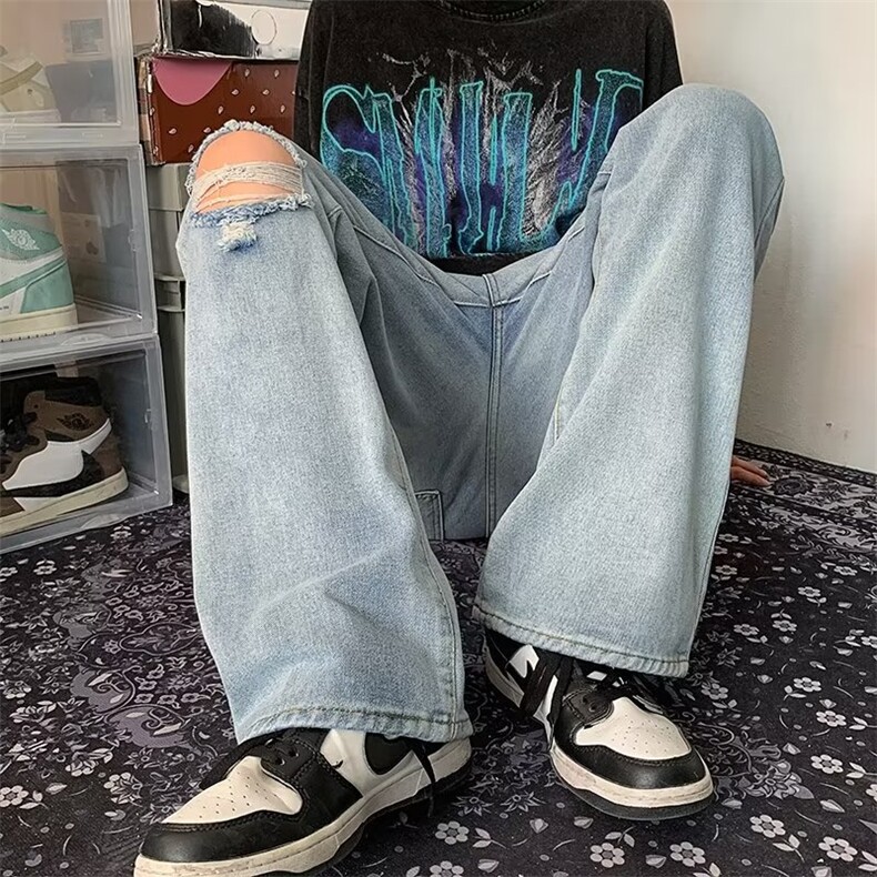气质春季长裤青春流行ins慵懒日系哈伦裤拉链潮牛仔裤新款男潮流,男装牛仔裤,星座1210-1