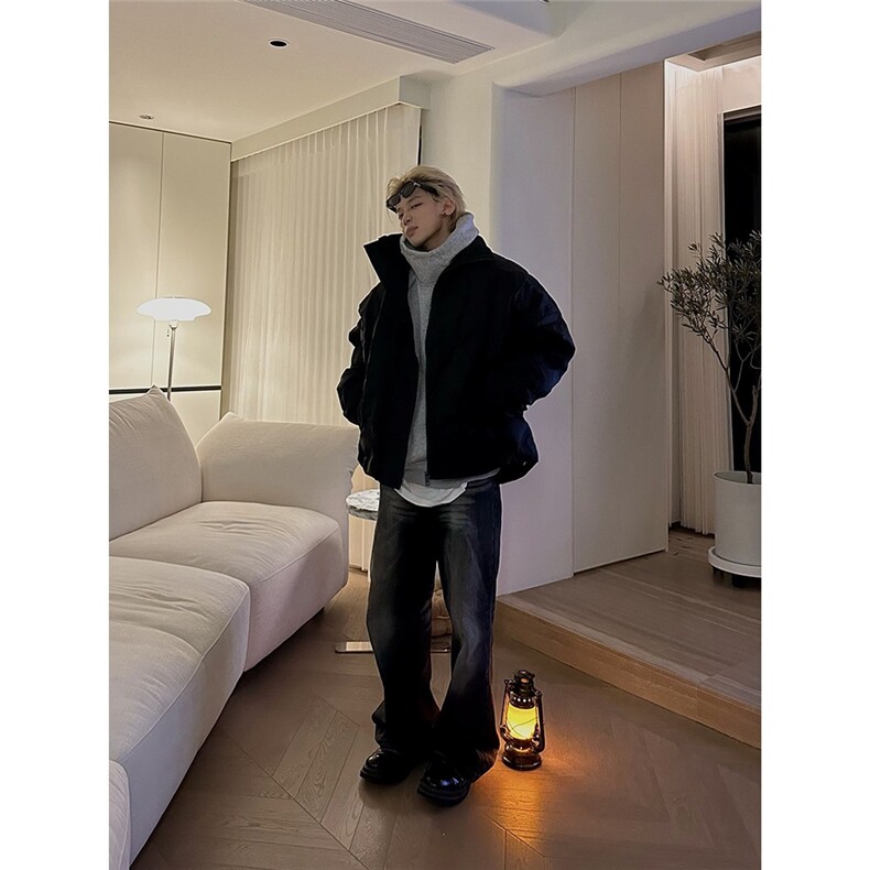 网图菱形格美式棉服痞帅炸街棉衣外套立领面包服A025-HY1133-P80,男装棉衣,电商A025