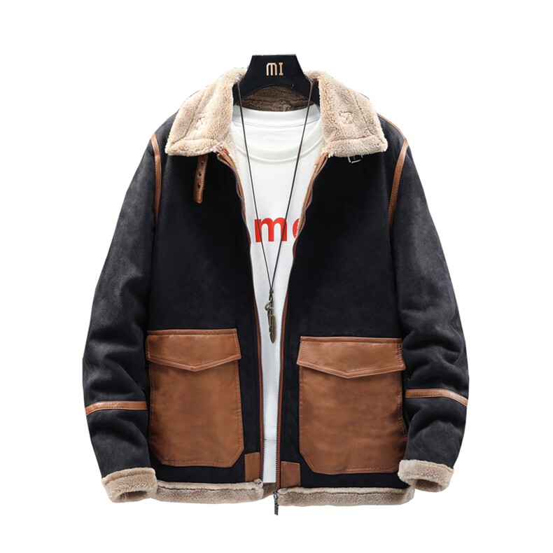 展架大码冬季皮毛一体男士青年夹克外套Z131-P240M-5XL大货主推,男装夹克,电商D308