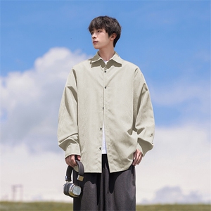 春季2025桃皮绒衬衫  Q2480-TP2539 多色可选 纯色港风衬衣男图片