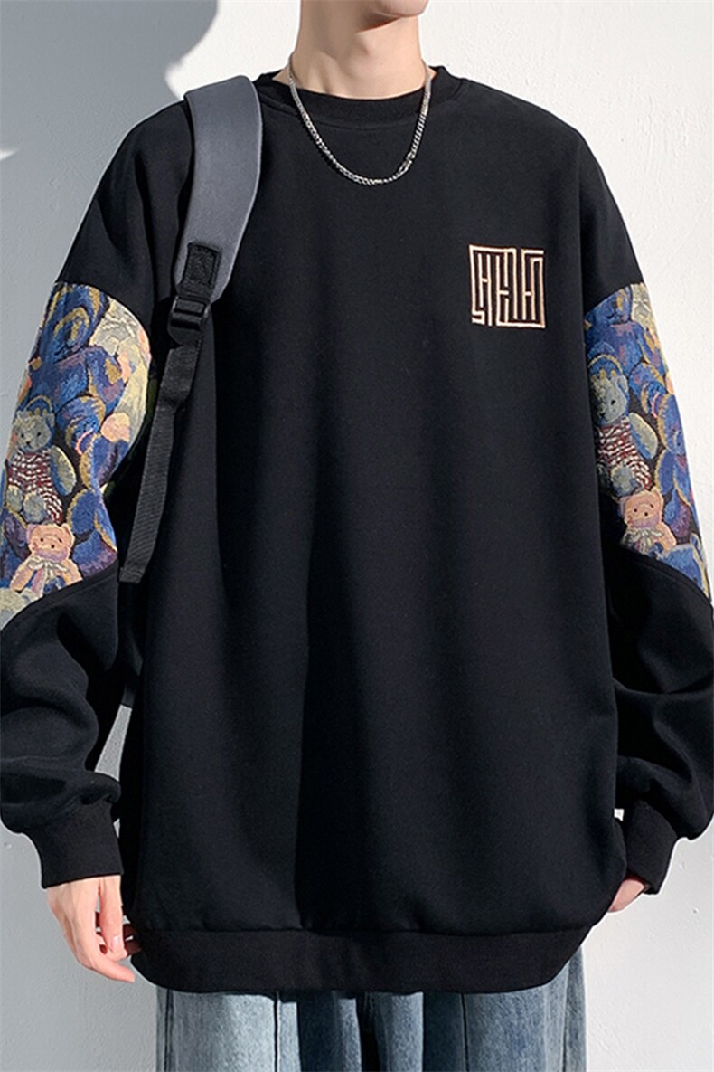2026春季新款光影墙大码320克华棉刺绣卫衣M-5XHW23675-特P35,男装卫衣,电商A022