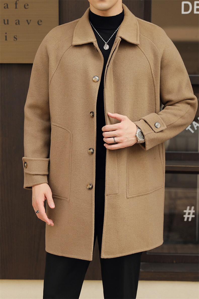 8634-P298中长款男士双面尼冬季羊毛风衣外套呢料M-4Xl,男装风衣,电商A211