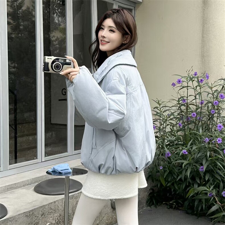 时尚立领短款羽绒服女2025冬新款小个子宽松显瘦保暖白鸭绒外套,女装羽绒服,琦鑫阁（原依鑫阁）