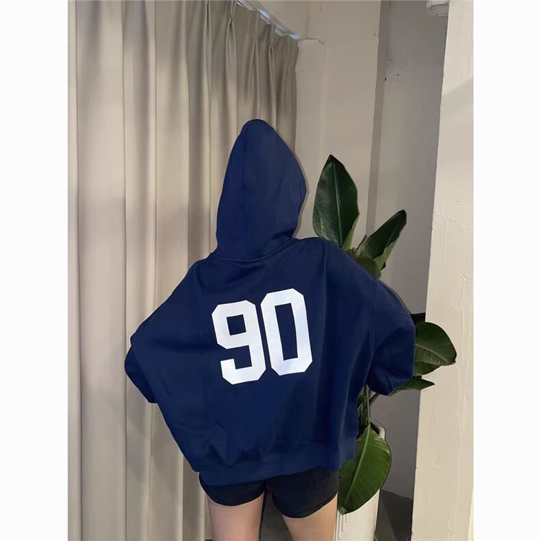 美式复古运动刺绣vibe连帽卫衣外套男春秋季宽松休闲简约帽衫,女装短外套,四季星座505
