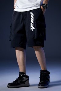 20310渐变色工装短裤男生镭射反光街头G2504 宽松图片