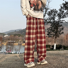 格子裤男长裤潮微弹宽松型日系休闲裤青春潮流，男装休闲裤，星座716-3