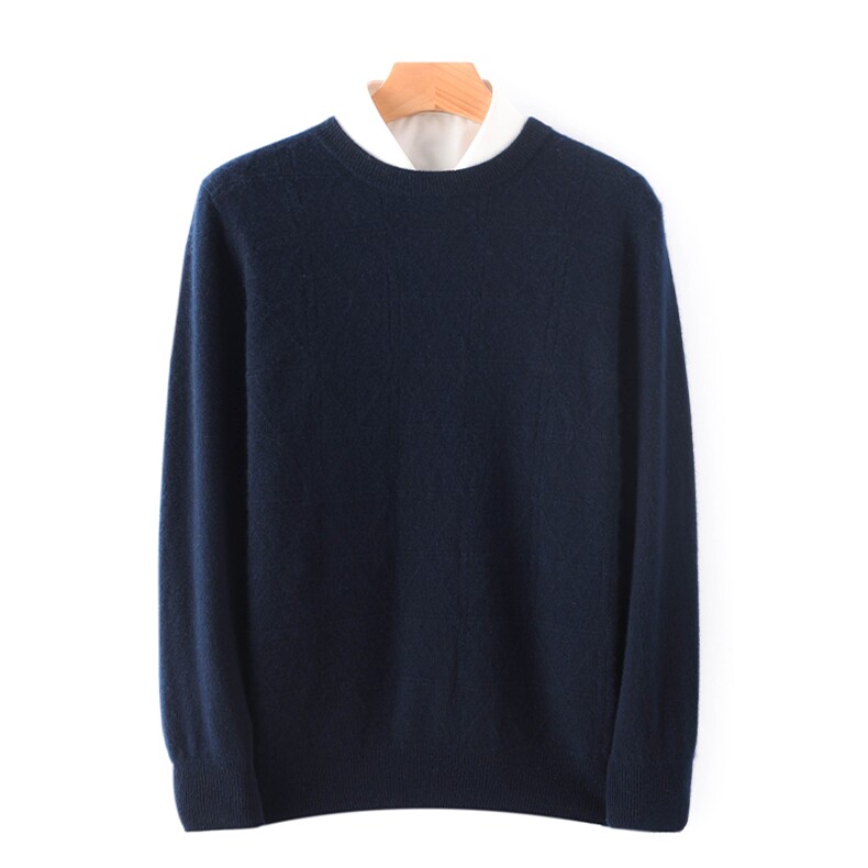 男士圆领长袖毛衣修身针织衫男装上衣时尚百搭羊毛，男装羊毛衫，琳华羊绒