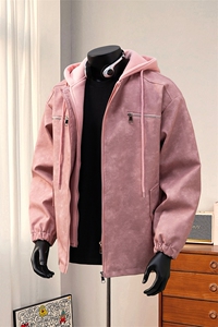 1假两件复古金属装饰大码M-5XL面层：PU皮夹克男JK77767P108图片