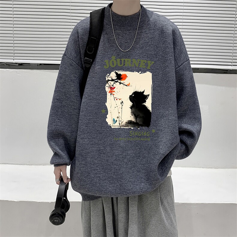 半高领毛衣男大码胖子针织衫毛线衣M18433-P45加绒款-P65,男装针织衫/毛衣,电商A040